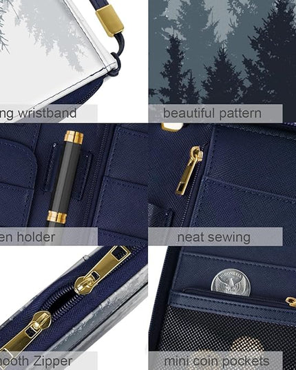 Family Passport Holder Wallet RFID Blocking Document Organizer PU Leather Mulit-purpose Travel Wallet Credit Cards Case for Women Men, Forest