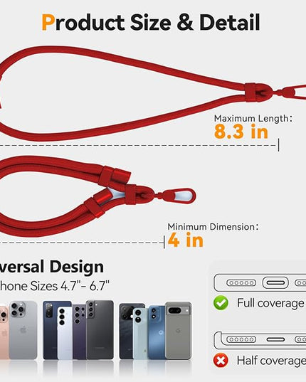 Phone Wrist Strap with 2 Phone Tether Tab, 2 Pack Adjustable Anti-Theft Cell Phone Lanyard for Travel & Outdoors