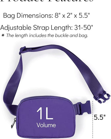 YOSHUYUKI Cross Body Fanny Packs for Women Men Fashion Waist Bag Pouch Nylon Small Travel Crossbody Bags Mini Purse Everywhere Belt Bag Bum Bag with Adjustable Strap for Workout Running Hiking Violet