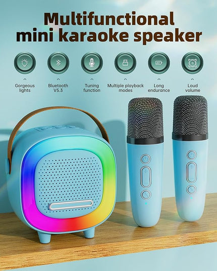 Mini Karaoke Machine Speaker for Kids Adults, Portable Bluetooth with 1 Wireless Microphones, Children's Day Birthday Gift Ideas for Toys for Teens Boys and Girls Aged 4, 5, 6, 7, 8, 9, 10, 11, 12+