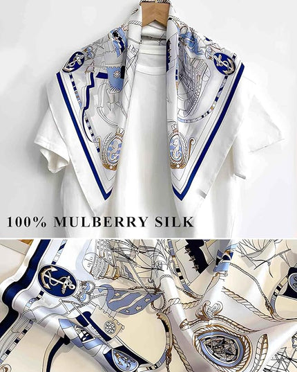 100% Mulberry Silk Scarf for Women Hair Lightweight Square Neckerchief Wrap For Head Scarves 21"