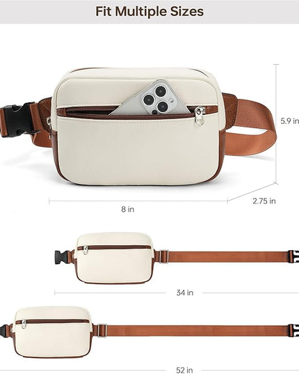 GOINSOUND Fanny Packs Belt Bag For Women Men Everywhere Small Fashion Crossbody Bags Waist Pack Vegan Leather Waterproof Cute Sling Chest Bag For Women - Beige