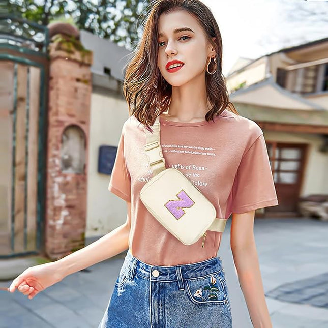 Gitus Gifts for 8 9 10 11 12 Year Old Girls Belt Bag Fanny Pack Crossbody Bags with Initial Letter Patch Cute Stuff Birthday Gifts for Teen Girls Women Personalized Trend Stuff (Ivory-Z)