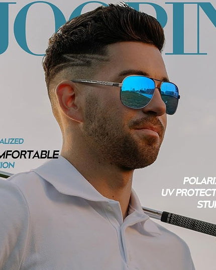 Joopin Polarized Metal Aviation Sunglasses Men, Classic Military Sun Glasses Women, Rectangle Shades UV400 Protection Costume