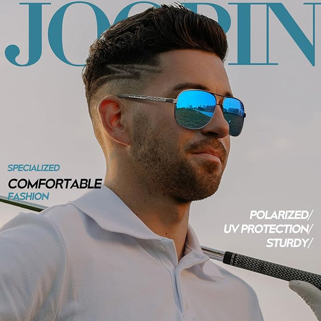 Joopin Polarized Metal Aviation Sunglasses Men, Classic Military Sun Glasses Women, Rectangle Shades UV400 Protection Costume