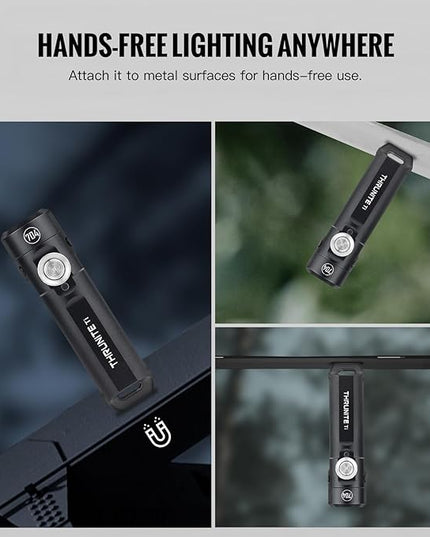 ThruNite Ti Keychain Flashlight, Customized Edition with 704 Tactical, 650 Lumens USB-C Rechargeable Compact Pocket Light with Magnetic Tailcap, for Camping, Everyday Carry (Black Cool White)