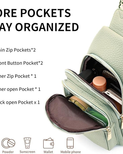 FALAN MULE Crossbody Bags for Women Trendy Leather Sling Chest Bag Fanny Packs for Women
