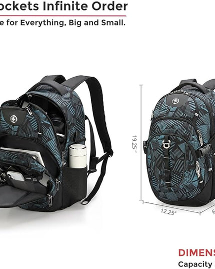 Swissdigital Laptop Backpack with USB Charging Port, Travel Backpack Fits 15.6 inches Computer, 31L Backpack for Men, Dark Green | SD803-96
