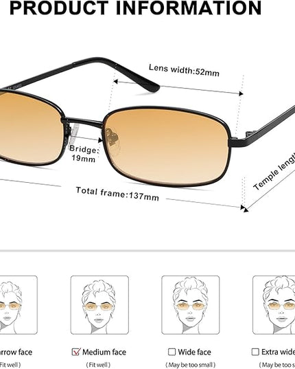 SOJOS Small Trendy Rectangle Sunglasses Womens Mens, Retro 80s 90s Y2k Chic Narrow Thin Skinny Sunnies SJ1187