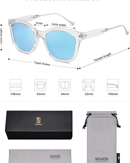 SOJOS Classic Square Polarized Sunglasses Womens Mens Retro Trendy UV400 Sunnies SJ2050