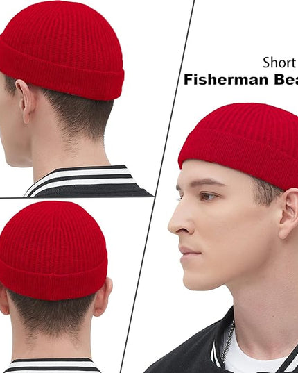 Fisherman Beanie Hats for Men Women,Wool Knit Trawler Skull Cap,Watch Cap,Spring Fall Winter Warm Short Hats