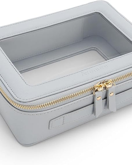 Aveniee Clear Makeup Bag Organizer,Large Travel Toiletry Bag for Women, Waterproof Cosmetic Pouch with Zippers,Car Organizers and Storage Case for Accessories,Blue