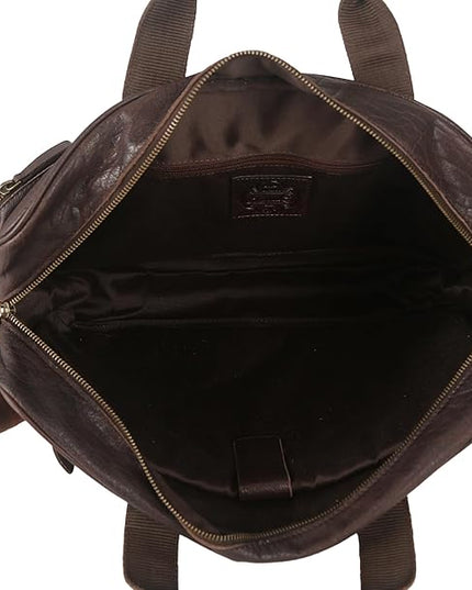Leather briefcase 18 Inch Laptop Messenger Bags for Men and Women Best Office briefcase Satchel Bag (Brown)