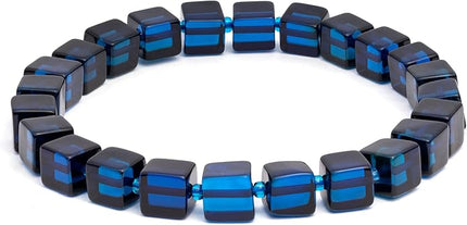 Natural Baltic Amber Bracelet for Women and Men – Stretch Wristband with Polished Cube Beads, Lightweight Unisex Jewelry Gift for Daily and Casual Wear