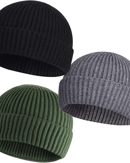 50% Wool Warm Cuffed Swag Knit Short Fisherman Beanie for Men Women Winter Hats Trawler Skull Cap