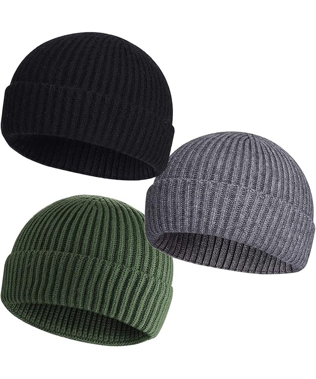 50% Wool Warm Cuffed Swag Knit Short Fisherman Beanie for Men Women Winter Hats Trawler Skull Cap