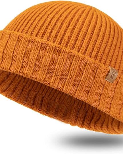 TOP-EX PolarWool™ 100% Merino Wool Short Fisherman Beanie Hats for Men Women Knit Skull Cap Cuffed Beanies Warm Winter Hats