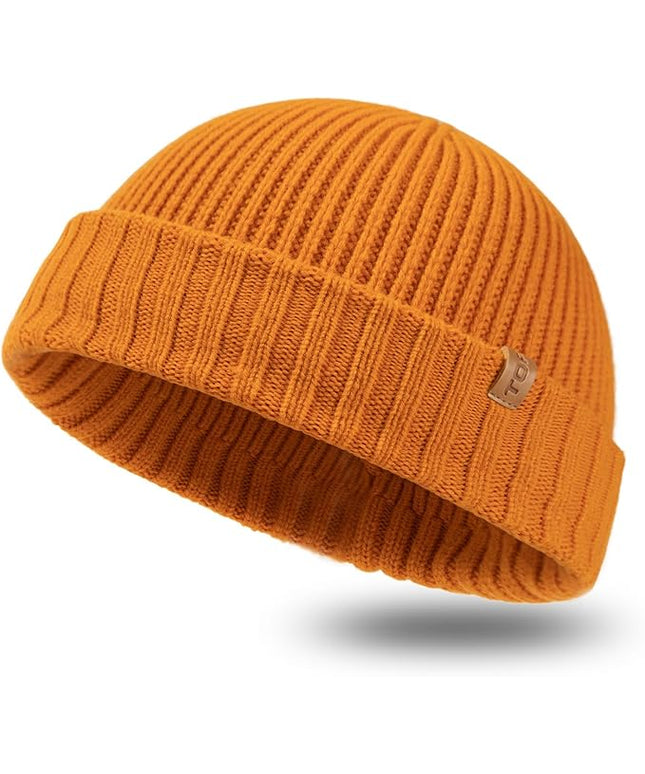 TOP-EX PolarWool™ 100% Merino Wool Short Fisherman Beanie Hats for Men Women Knit Skull Cap Cuffed Beanies Warm Winter Hats
