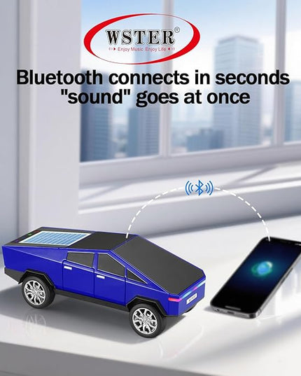 WS-699 Solar Bluetooth Replica Speaker – Future Pickup Truck Design, HD Sound, TWS Stereo Pairing, FM Radio, LED Party Light, USB/TF Playback, Hands-Free Mic, Type-C Charging, Portable Gift (Blue)