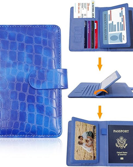 Melsbrinna Rfid Passport Holder for Travel women/Men, Cute Passport Wallet Rfid Blocking Card Slots, Rfid Passport Cover/CaseTravel Wallet, Passport Book Holder (1, Blue3)