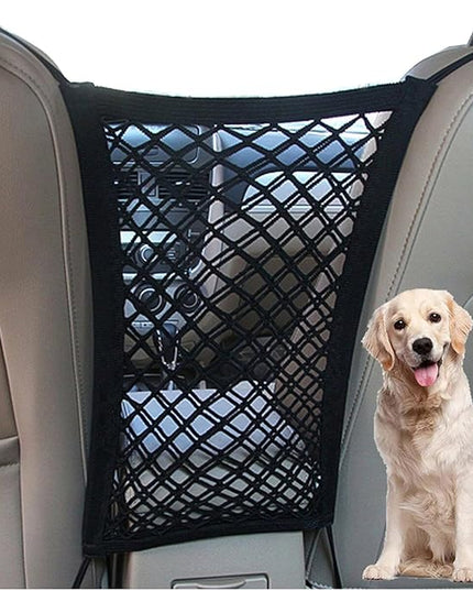 DYKESON Dog Car Net Barrier Pet Barrier with Car Mesh Organizer for Dog & Child, Safety Divider with Storage Pouch, Easy Install for Cars & SUVs