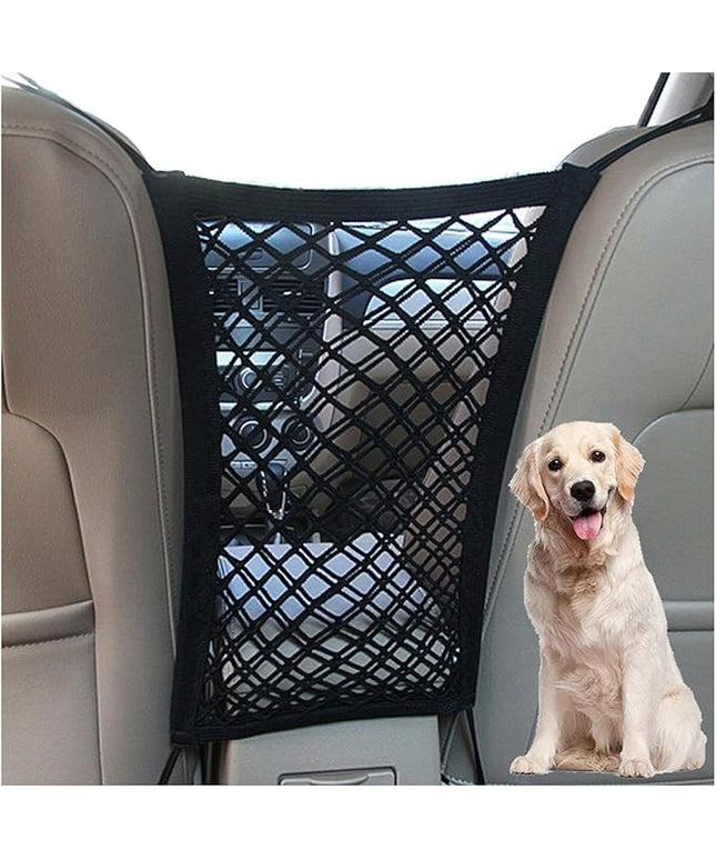 DYKESON Dog Car Net Barrier Pet Barrier with Car Mesh Organizer for Dog & Child, Safety Divider with Storage Pouch, Easy Install for Cars & SUVs