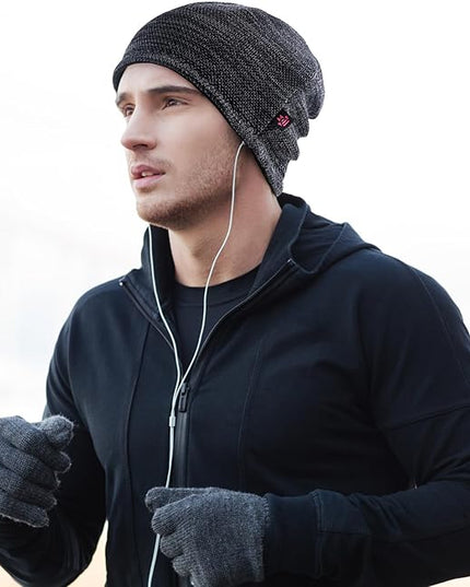 Lvaiz Mens Winter Beanie Hat Warm Fleece Lined Skull Cap for Men Reversible Women Windproof Watch Hat Knit Warm Unisex Beanie