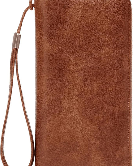 YAPAIOU Wallet For Women Large Capacity Wristlet Purse for Women RFID Blocking Multi Clutch Wallet Brown