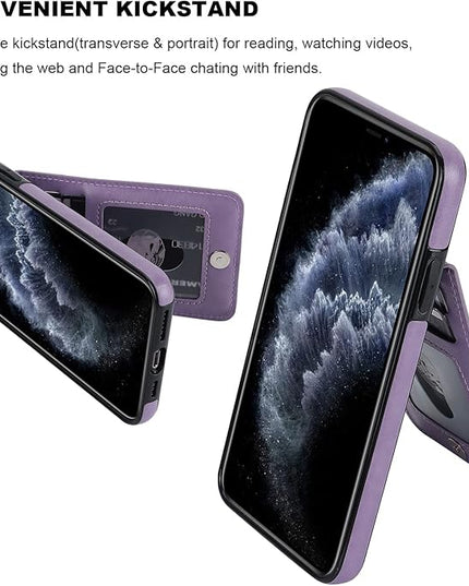 KIHUWEY Compatible with iPhone 11 Pro Max Case Wallet with Credit Card Holder, Premium Leather Magnetic Clasp Kickstand Heavy Duty Protective Cover for iPhone 11 Pro Max 6.7 Inch(Purple)