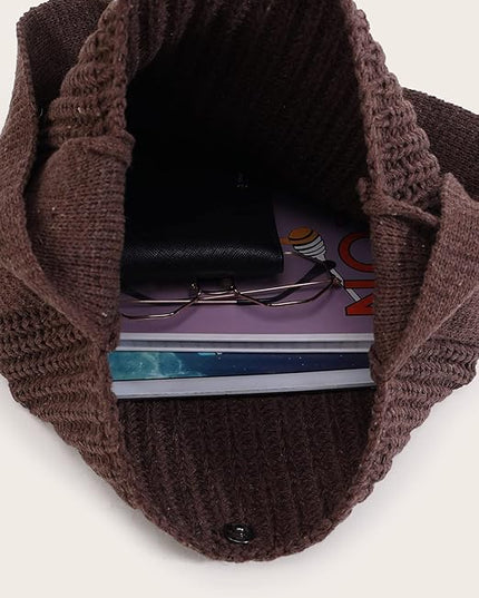 ENBEI Women's Crochet Tote Bag Knit Shoulder bag,Aesthetic Bag,Cute Eco-Friendly Tote for Travel,Daily Use,Gift Box Packaging