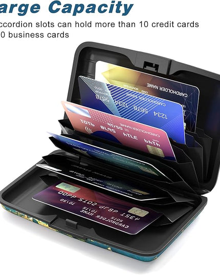 Atufsuat Credit Card Holder, Mini Aluminum Card Wallet RFID Blocking Slim Metal Hard Card Case for Women Men, Almond Blossom