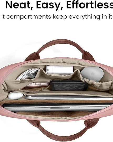 tomtoc 13-14 Inch Protective Puffy Laptop Carrying Bag for Women, Lightweight Laptop Briefcase Fits 14-inch MacBook Pro M5 2025 & Other 13"/14" Computers, Work Bag Case Handbag with Organized Storage
