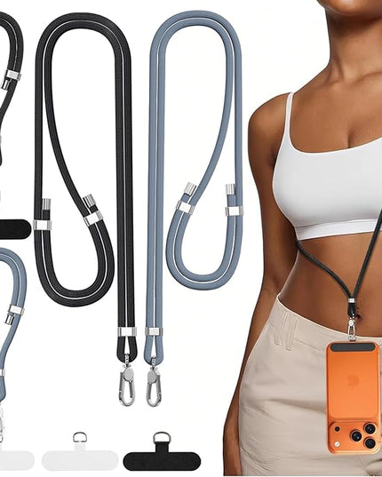 4-IN-1 Phone Lanyard + Wrist Strap, 2PCS Adjustable Length Cell Phone Lanyard with 2 Tether Tabs for iPhone,Smartphones