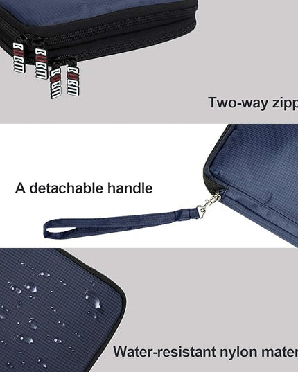 BUBM Double Layer Electronics Organizer, Travel Gadget Bag for Cables, Memory Cards, Flash Hard Drive and More, Fit for iPad or Tablet(up To 9.7")--Large, Dark Blue
