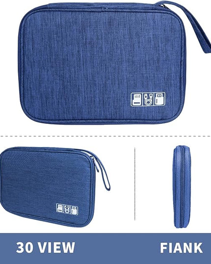 Electronics Travel Organizer,Portable Waterproof Electronic Travel Storage Bag for Small Charging Cord Storage,Charger,Small Electronics,SD Card etc,for Travel,Business -Navy Blue