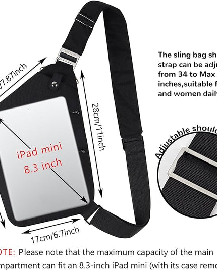VADOO Sling Bag for Men and Women, Anti theft Crossbody Bag Lightweight Shoulder Chest Bag for Travel Gym