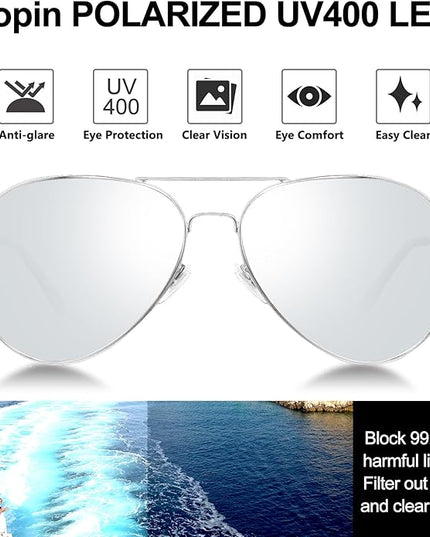 Joopin Polarized Metal Aviation Sunglasses Men, Classic Military Sun Glasses Women, Rectangle Shades UV400 Protection Costume