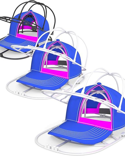 YEENOR Hat Washer Cage for Washing Machine - Baseball Cap Cleaner Rack, Ball Cap Washing, Dishwasher Safe, Perfect for Cleaning and Protecting Hats in Dishwasher (White/Black 3 Pack (Assembly))