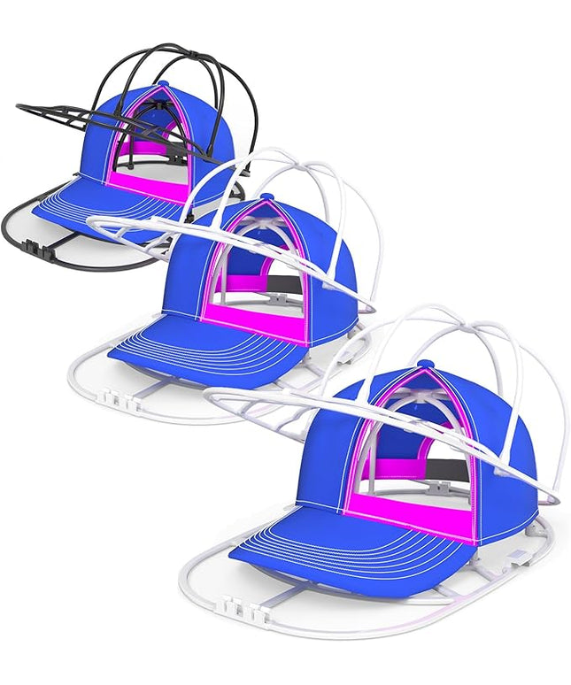YEENOR Hat Washer Cage for Washing Machine - Baseball Cap Cleaner Rack, Ball Cap Washing, Dishwasher Safe, Perfect for Cleaning and Protecting Hats in Dishwasher (White/Black 3 Pack (Assembly))