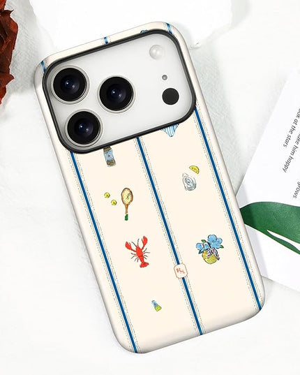 Magnetic for iPhone 17 Pro Max Case Cute Frog Stripes Phone Case, Summer Shockproof Slim TPU and Hard PC Protective Phone Cover Compatible with MagSafe Designed for Women Girls