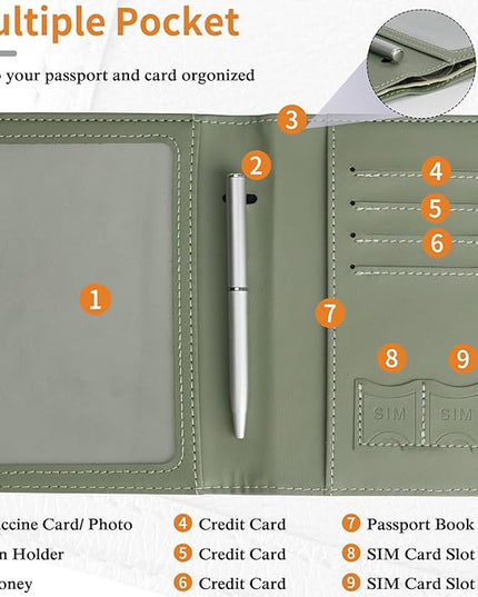 TIGARI Passport Holder for Travel Women Men, PU Leather Waterproof RFID Wallet Cover Case Sleeve, Valentines Day Gifts, Vacation Plane Cruise Travel Document Organizer Essentials