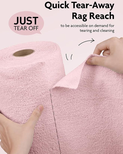Fantasticlean Microfiber Cleaning Cloth Roll -60 Pack, Tear Away Microfiber Towels, 12" x 12", Reusable, Washable, Scratch Free, Ultra Absorbent Dishcloth for All-Around Cleaning (Pink & Lavender)