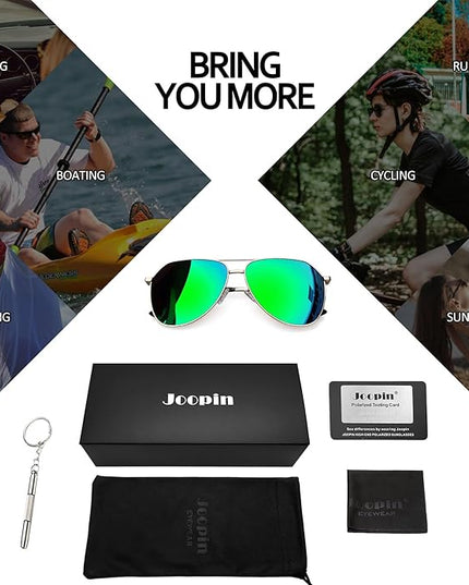 Joopin Polarized Metal Aviation Sunglasses Men, Classic Military Sun Glasses Women, Rectangle Shades UV400 Protection Costume