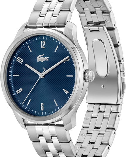 Lacoste Lisbon Men’s Quartz Watch - Three-Hand Sunray Dial with Stick Indexes, Polished Case, Crocodile Logo - Modern, Classic Timepiece - Gift for Him 42mm