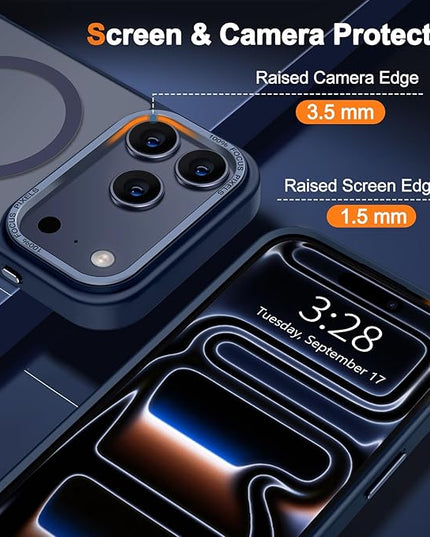 Hython Case for iPhone 17 Pro Max Case Magnetic Translucent Matte Phone Cases 6.9" [Compatible with MagSafe] Thin Slim Fit Shockproof Bumper Hard Protective Cover for Women Men Girls, Deep Blue