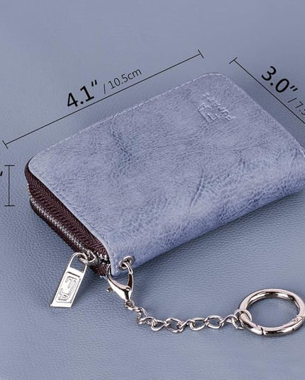 FurArt Zipper Wallet Women, RFID Blocking Credit Card Wallet, Business Card Holder, Compact Size KeyChain Wallet