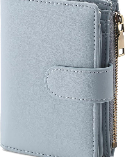 GAEKEAO Womens Wallet Small Leather RFID Blocking Bifold Zipper Pocket Wallet Card Case Purse with ID Window