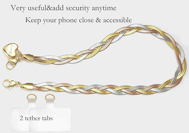Phone Charms Strap Wrist Chain Bracelet Phone Strap Detachable Anti Theft Anti-Fall Safety Hands-Free(2xPads) Fit Apple&Most Smartphones