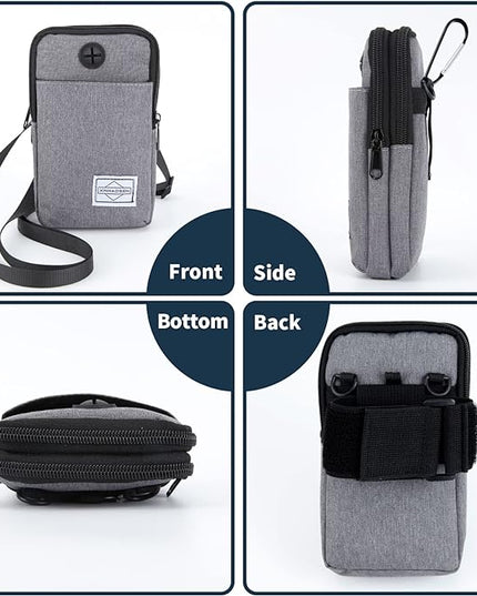 Cell Phone Purse Waist Pack Bag Travel Crossbody Bag Wristband Sport Armband Wallet with Removable Shoulder Strap (Light Grey)