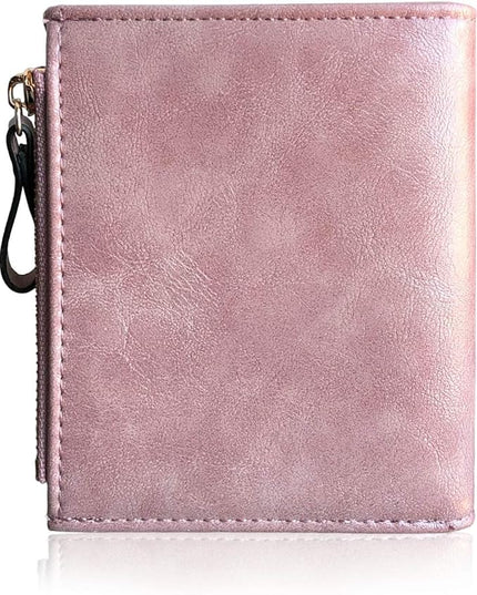 AOXONEL Girls Wallet Small Bifold Womens Wallets Rfid,Compact Female Cute Mini Zipper Coin Card Purse for Teen Girl Kids (Pink)